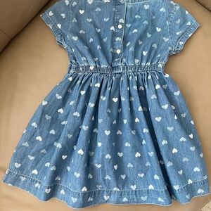 OshKosh B’Gosh empire waist denim dress with with hearts. Size 3T